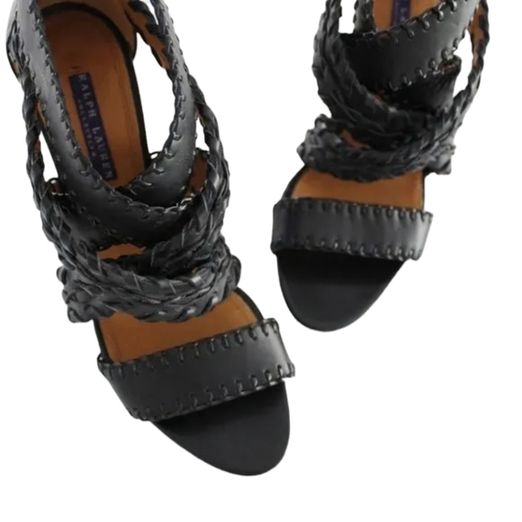 💕HP💕Ralph Lauren Purple Label Ardina Black Leather Heels💕Size 10 - Picture 2 of 10
